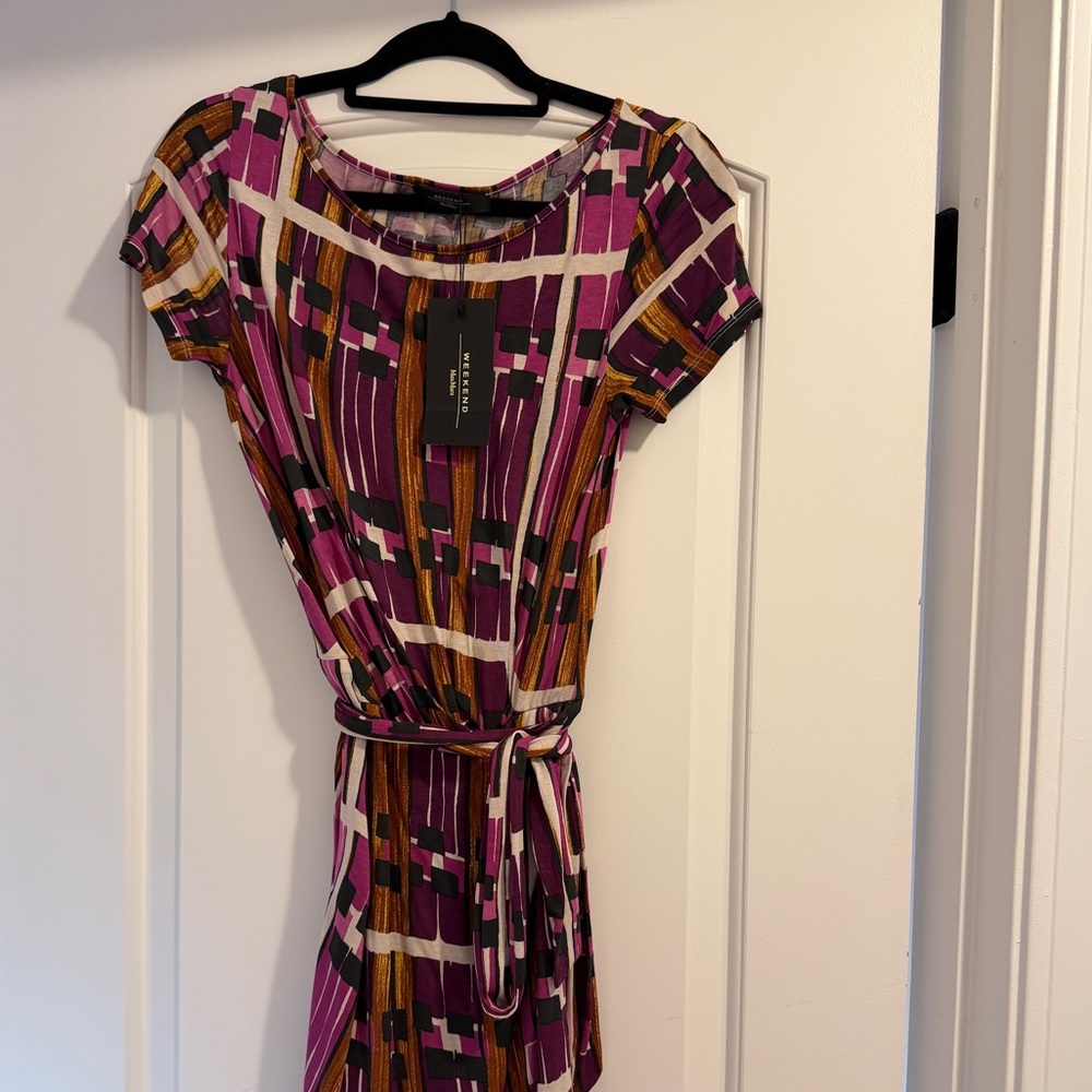 Max Mara Weekend Purple and Pink Midi Dress